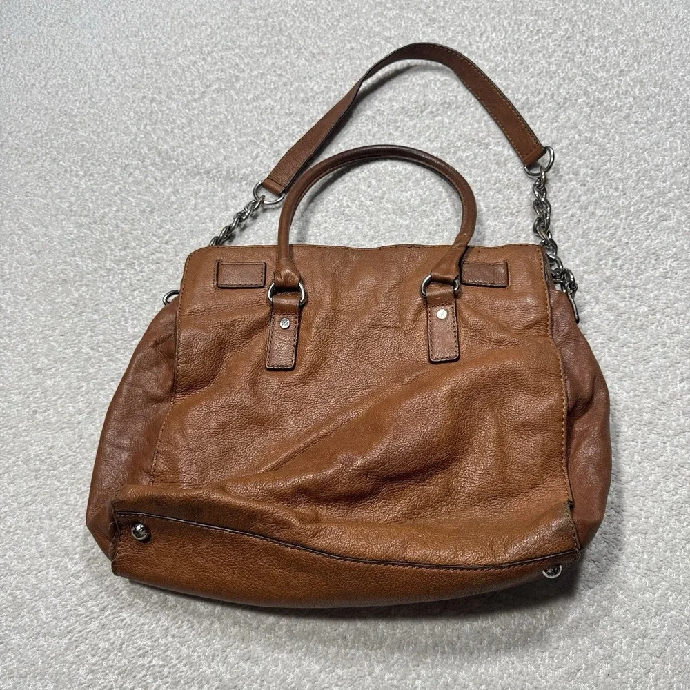 MICHAEL Michael Kors Women's Leather Purse Hamilton North South Tote Brown
